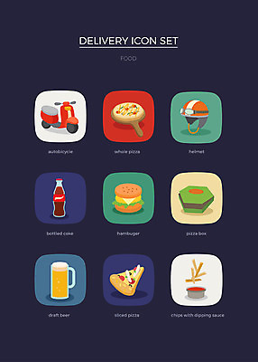 아이콘 맥주 피자 사람없음 세트 오토바이 감자튀김 햄버거 헬멧 배송 콜라 웹아이콘 조각피자 음식배달 2D아이콘 AI파일 감자 주류 패스트푸드 서양음식 바이크 튀김 보호장비 탄산음료 파일형식 벡터