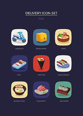 아이콘 사람없음 세트 초밥 오토바이 라멘 메밀국수 참치 배송 도시락 웹아이콘 당고 마끼 음식배달 2D아이콘 AI파일 음식 어류 바이크 면류 일본음식 파일형식 벡터
