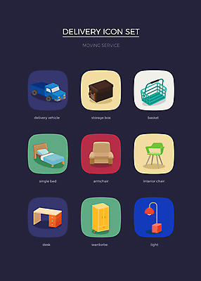아이콘 의자 조명 사람없음 세트 소파 바구니 트럭 침대 장롱 배송 책상 웹아이콘 이삿짐 2D아이콘 AI파일 가구 자동차 이사 파일형식 벡터