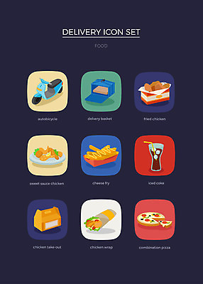 아이콘 피자 사람없음 세트 치킨 오토바이 감자튀김 배송 콜라 웹아이콘 치킨랩 음식배달 2D아이콘 AI파일 음식 감자 패스트푸드 서양음식 바이크 튀김 탄산음료 닭고기요리 파일형식 벡터