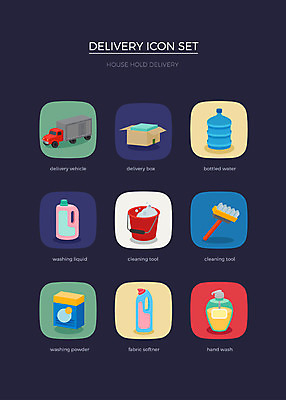 아이콘 사람없음 세트 상자 트럭 청소도구 세제 양동이 물병 배송 웹아이콘 핸드워시 2D아이콘 AI파일 자동차 위생용품 도구 청소 물통 파일형식 벡터