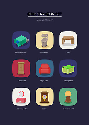 아이콘 시계 조명 사람없음 세트 소파 트럭 장롱 배송 책상 웹아이콘 화장대 2D아이콘 AI파일 가구 의자 자동차 파일형식 벡터