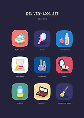 아이콘 사람없음 세트 거울 배송 매니큐어 웹아이콘 파우더 아이섀도 메이크업브러쉬 수분크림 세럼 2D아이콘 AI파일 화장품 붓 파일형식 벡터