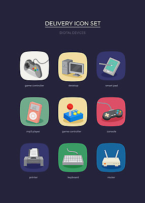 아이콘 사람없음 컴퓨터 세트 태블릿 키보드 인쇄기 게임기 배송 웹아이콘 공유기 2D아이콘 AI파일 전자제품 스마트기기 파일형식 벡터