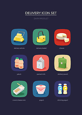 아이콘 치즈 사람없음 세트 과자 수레 우유 배송 웹아이콘 요거트 요구르트 요플레 크림치즈 2D아이콘 AI파일 디저트 유제품 카트 파일형식 벡터