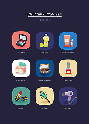 아이콘 사람없음 세트 립스틱 드라이어 크림 향수 배송 매니큐어 립밤 웹아이콘 아이섀도 브러쉬빗 2D아이콘 AI파일 화장품 미용용품 파일형식 벡터