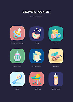 아이콘 사람없음 세트 아기용품 젖병 노리개젖꼭지 배송 웹아이콘 유모차 딸랑이 분유 턱받이 아기의자 2D아이콘 AI파일 의자 오브젝트 파일형식 벡터