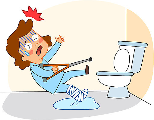 캐릭터 여자 일러스트 한명 성인 물 미끄러짐 화장실 목발 깁스 일러캐릭터 AI파일 자연요소 1 의료기기 모션 사람 의료용품 파일형식 벡터