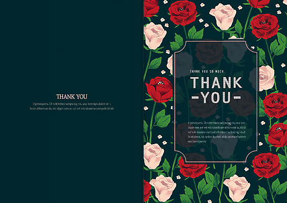 템플릿 꽃 카드템플릿 사람없음 장미 감사카드 감사 초대장 이미지템플릿 AI파일 식물 감정 카드_감사 파일형식 벡터