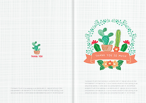 템플릿 꽃 카드템플릿 나뭇잎 선인장 사람없음 감사카드 감사 초대장 이미지템플릿 AI파일 식물 감정 잎 카드_감사 파일형식 벡터