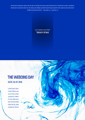 템플릿 결혼 카드템플릿 사람없음 파란색 물감 청첩장 초대장 번짐 이미지템플릿 AI파일 컬러 카드_감사 이벤트 미술도구 파일형식 벡터 효과
