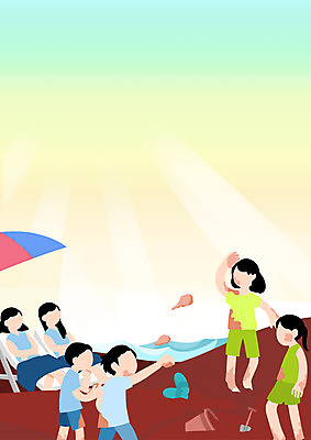 전신 PSD 여자 남자 바다 일러스트 여러명 상반신 성인 축제 파라솔 삽 양동이 진흙 갯벌 얼굴없음 국내일러스트 다수 사람 파일형식