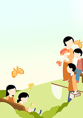 전신 PSD 나무 여자 남자 나비 일러스트 여러명 상반신 성인 축제 채집망 나비축제 채집통 얼굴없음 국내일러스트 식물 다수 곤충 통 사람 파일형식