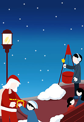 PSD 여자 남자 어린이 크리스마스 겨울 가로등 일러스트 선물 여러명 상반신 성인 산타클로스 눈 구세군 구세군냄비 얼굴없음 국내일러스트 자연요소 계절 공공시설 기념일 다수 날씨 사람 파일형식