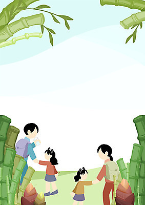 전신 PSD 여자 남자 어린이 일러스트 여러명 성인 손잡기 축제 머리띠 대나무 죽순 얼굴없음 대나무축제 국내일러스트 나무 다수 장신구 모션 사람 파일형식