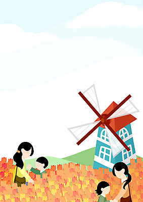 PSD 여자 남자 어린이 일러스트 여러명 상반신 성인 축제 풍차 튤립 튤립축제 얼굴없음 국내일러스트 꽃 다수 사람 꽃축제 파일형식