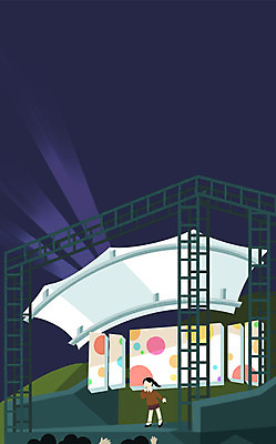 전신 PSD 여자 일러스트 한명 성인 축제 콘서트 무대 객석 얼굴없음 국내일러스트 1 사람 공연 파일형식