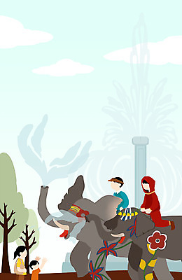 전신 PSD 여자 남자 일러스트 코끼리 여러명 상반신 성인 축제 봄 축하 코끼리트래킹 얼굴없음 국내일러스트 계절 다수 컨셉 포유류 사람 파일형식