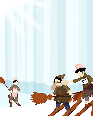 전신 PSD 여자 남자 겨울 일러스트 성인 세명 얼음 축제 절벽 빗자루 마녀 썰매 마녀복장 코스프레 얼굴없음 국내일러스트 자연요소 계절 사람 청소도구 이벤트의상 파일형식