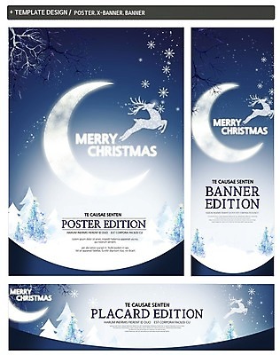 PSD 나무 배너 배너템플릿 가로배너 ZIP 포스터 세로배너 크리스마스 겨울 이벤트 사람없음 세트 루돌프 현수막 눈 야간 초승달 자연요소 식물 템플릿 계절 기념일 날씨 사슴 가로 세로 달 파일형식