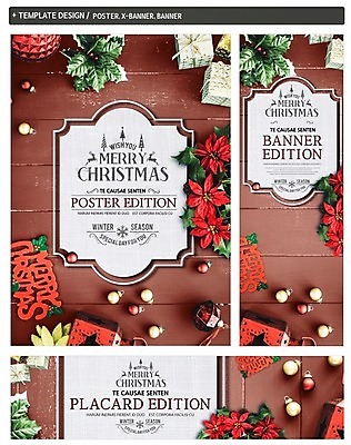 PSD 배너 배너템플릿 가로배너 ZIP 포스터 세로배너 크리스마스 이벤트 사람없음 선물상자 세트 장식볼 현수막 포인세티아 템플릿 기념일 꽃 선물 장식 가로 세로 상자 파일형식
