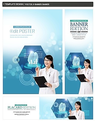 PSD 배너 배너템플릿 여자 가로배너 ZIP 포스터 세로배너 의학 그래프 한명 웃음 상반신 성인 30대 세트 한국인 의사 현수막 서류판 템플릿 1 표정 사람 동양인 가로 세로 장년 사무용품 의료진 파일형식