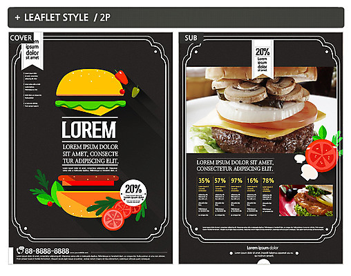 템플릿 ZIP 포스터 리플렛 사람없음 햄버거 전단템플릿 전단 인디자인 INDD 이미지템플릿 패스트푸드 홍보물 파일형식
