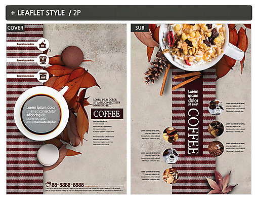 템플릿 ZIP 포스터 커피 리플렛 낙엽 디저트 사람없음 원두 찻잔 시리얼 전단템플릿 전단 솔방울 인디자인 INDD 이미지템플릿 음료 음식 잎 잔 홍보물 파일형식