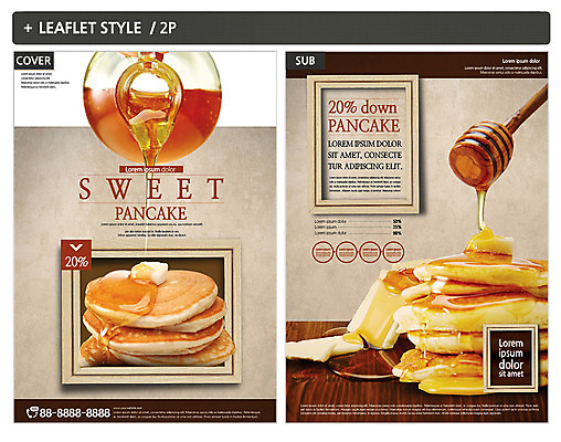 템플릿 ZIP 포스터 리플렛 사람없음 전단템플릿 전단 꿀 팬케이크 인디자인 INDD 이미지템플릿 케이크 홍보물 파일형식