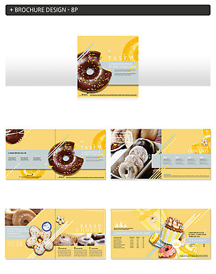 템플릿 ZIP 디저트 팜플렛 사람없음 다양 도넛 컵케이크 머핀 베이글 인디자인 INDD 이미지템플릿 음식 빵 다수 케이크 파일형식