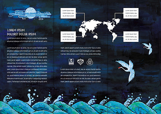 구름 템플릿 편집 한국전통 표지디자인 북디자인 출판디자인 내지 리플렛 파도 세계지도 북커버 3단접지 팜플렛 사람없음 학 달 야간 동양화 이미지템플릿 AI파일 자연요소 전통 바다 지도 조류 한국 미술 세계 파일형식 벡터