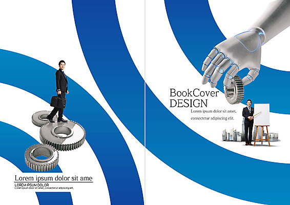 전신 PSD 템플릿 편집 표지디자인 북디자인 출판디자인 표지 남자 리플렛 북커버 서류가방 비즈니스 서기 빌딩 팜플렛 성인 두명 30대 한국인 비즈니스맨 로봇 이젤 톱니바퀴 지시봉 로봇산업 로봇팔 4차산업 AI_인공지능 이미지템플릿 산업 가방 모션 사람 동양인 건물 장년 미술도구 직장인 파일형식