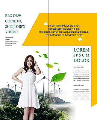 PSD 템플릿 편집 표지디자인 북디자인 출판디자인 여자 내지 리플렛 2단접지 북커버 나뭇잎 산 한명 서기 웃음 팜플렛 20대 성인 자연보호 그린캠페인 한국인 풍력에너지 이미지템플릿 1 캠페인 잎 모션 자연 표정 사람 동양인 청년 그린에너지 보호 파일형식