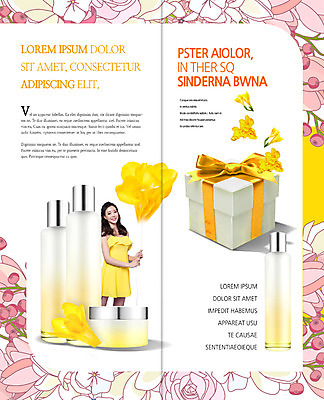 PSD 템플릿 편집 표지디자인 북디자인 출판디자인 여자 내지 리플렛 2단접지 북커버 한명 팜플렛 상반신 20대 성인 선물상자 뷰티 화장품 한국인 스킨로션 프리지어 의료성형뷰티 이미지템플릿 1 꽃 선물 사람 동양인 청년 상자 파일형식