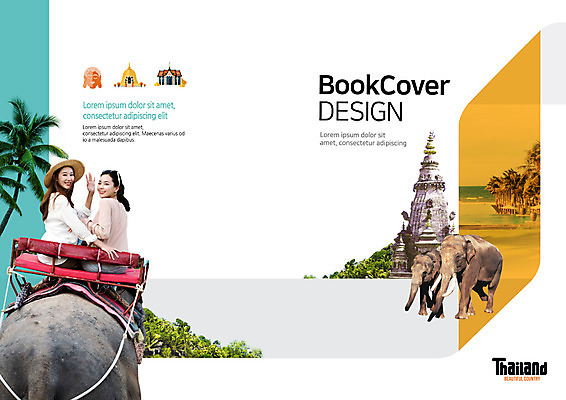PSD 템플릿 편집 표지디자인 북디자인 출판디자인 여자 표지 리플렛 해외여행 북커버 태국 코끼리 앉기 팜플렛 20대 성인 두명 친구 야자수 한국인 뒤돌아보기 손인사 코끼리트래킹 이미지템플릿 나무 해외 아시아 여행 포유류 관계 모션 사람 동양인 청년 인사 파일형식