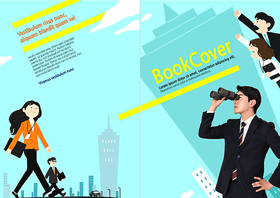 PSD 템플릿 편집 표지디자인 북디자인 출판디자인 여자 표지 남자 리플렛 북커버 비즈니스 빌딩 팜플렛 여러명 20대 성인 망원경 한국인 관찰 비즈니스맨 비즈니스우먼 이미지템플릿 다수 모션 사람 동양인 청년 건물 직장인 파일형식