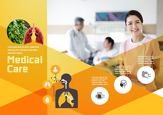 PSD 템플릿 편집 표지디자인 북디자인 출판디자인 여자 남자 내지 리플렛 북커버 의학 나뭇잎 병원 웃음 팜플렛 상반신 성인 세명 30대 한국인 환자 간호사 의사 허파 이미지템플릿 잎 표정 사람 동양인 장년 의료진 호흡기관 파일형식