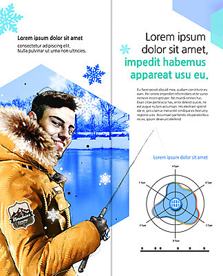 PSD 템플릿 편집 표지디자인 북디자인 출판디자인 남자 내지 리플렛 여행 겨울 2단접지 북커버 낚시 아웃도어 한명 웃음 팜플렛 상반신 20대 성인 옆모습 눈송이 낚싯대 패딩 이미지템플릿 1 계절 뷰포인트 레저 눈_날씨 표정 사람 청년 점퍼 낚시용품 파일형식