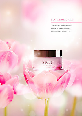 PSD 편집이미지 꽃 사람없음 뷰티 화장품 튤립 스킨케어 수분크림 이미지편집 식물 파일형식