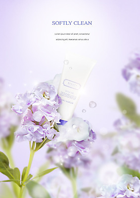 PSD 편집이미지 꽃 사람없음 뷰티 화장품 물방울 스킨케어 클렌징폼 튜브용기 이미지편집 식물 용기_그릇 세안용품 파일형식