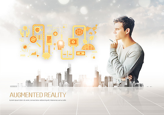 PSD 서양인 구름 편집이미지 남자 생각 비즈니스 하늘 한명 빌딩 상반신 20대 성인 옆모습 비즈니스맨 네트워크 스마트 이미지편집 자연요소 외국인 1 뷰포인트 컨셉 사람 청년 건물 직장인 파일형식