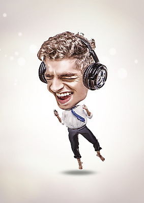 전신 PSD 편집이미지 남자 비즈니스 한명 서기 웃음 성인 신체부위 눈감음 헤드폰 음악감상 비즈니스맨 캐리커처 이미지편집 1 음향기기 모션 표정 사람 감상 직장인 그림 파일형식