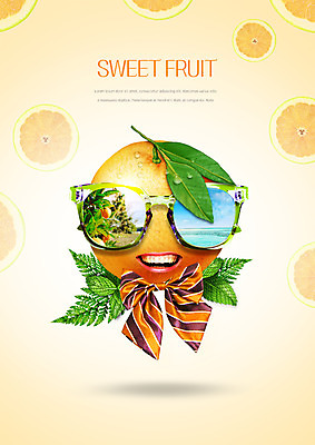 PSD 편집이미지 음식 나비넥타이 나뭇잎 귤 사람없음 선글라스 얼굴모양 이미지편집 모양 안경 얼굴 잎 과일 넥타이 파일형식