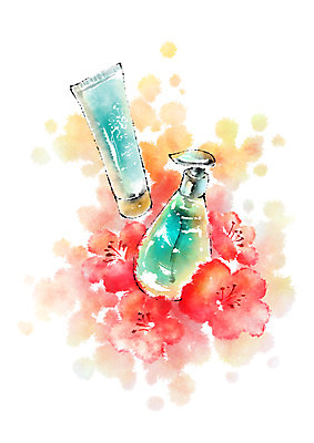 PSD 꽃 일러스트 캘리그라피 사람없음 뷰티 화장품 스킨케어 튜브용기 국내일러스트 식물 용기_그릇 파일형식