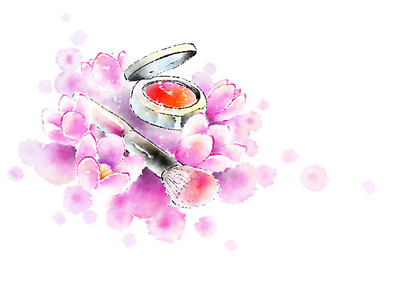 PSD 꽃 일러스트 캘리그라피 사람없음 화장 뷰티 화장품 붓 볼터치 국내일러스트 식물 파일형식