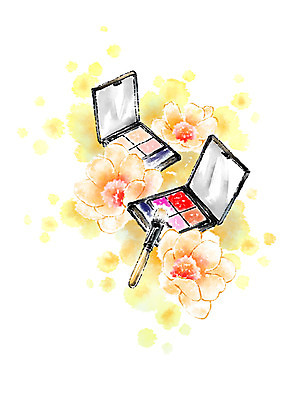 PSD 꽃 일러스트 캘리그라피 사람없음 화장 뷰티 화장품 아이섀도 국내일러스트 아이섀도브러쉬 식물 메이크업브러쉬 파일형식