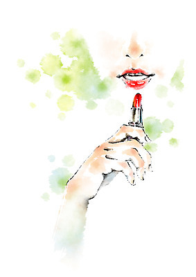 PSD 우먼라이프 여자 일러스트 캘리그라피 한명 성인 화장 뷰티 립스틱 바르기 국내일러스트 1 라이프스타일 모션 사람 화장품 파일형식