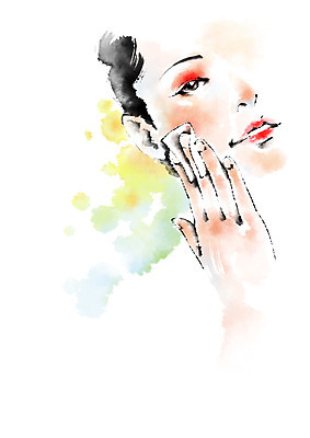 PSD 우먼라이프 여자 일러스트 캘리그라피 한명 상반신 성인 화장 뷰티 화장솜 국내일러스트 1 라이프스타일 사람 화장용품 파일형식