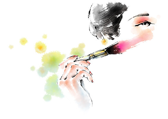 PSD 우먼라이프 여자 일러스트 캘리그라피 한명 성인 화장 뷰티 붓 볼터치 국내일러스트 1 라이프스타일 사람 파일형식