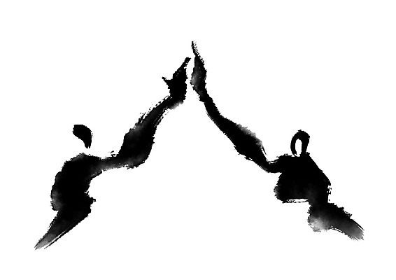 PSD 실루엣 일러스트 캘리그라피 모션 붓터치 두명 파이팅 손뼉 하이파이브 국내일러스트 촬영기법 사람 손짓 파일형식